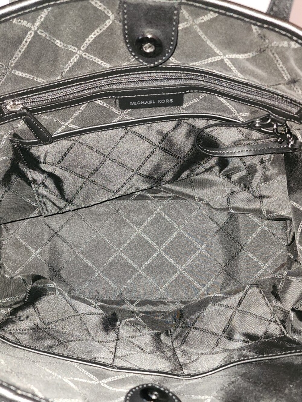 Michael Kors Black Monogram Tote with Wristlet Pouch. 14×13×5 - Picture 12 of 13